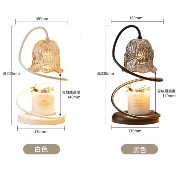 Modern Unique Electric Iron and Glass Flower Candle Wax Melt Warmer Lamp for Scented Jar Candles