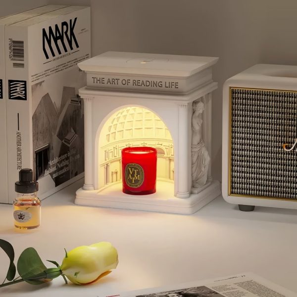 Modern Unique Resin Palace Building Electric Jar Candle Warmer Melting Light with Timer