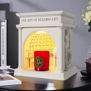 Modern Unique Resin Palace Building Electric Jar Candle Warmer Melting Light with Timer