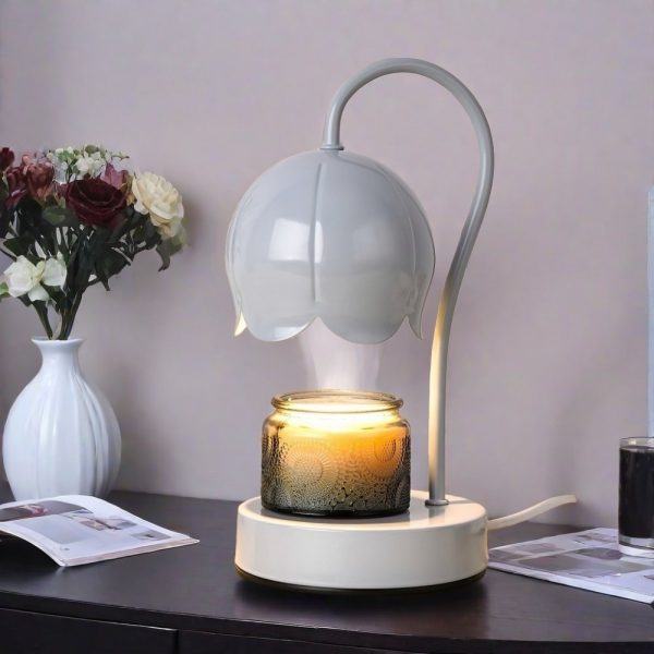 Modern White Blue and Pink Flower Metal Electric Timing Candle Wax Warmer Lights