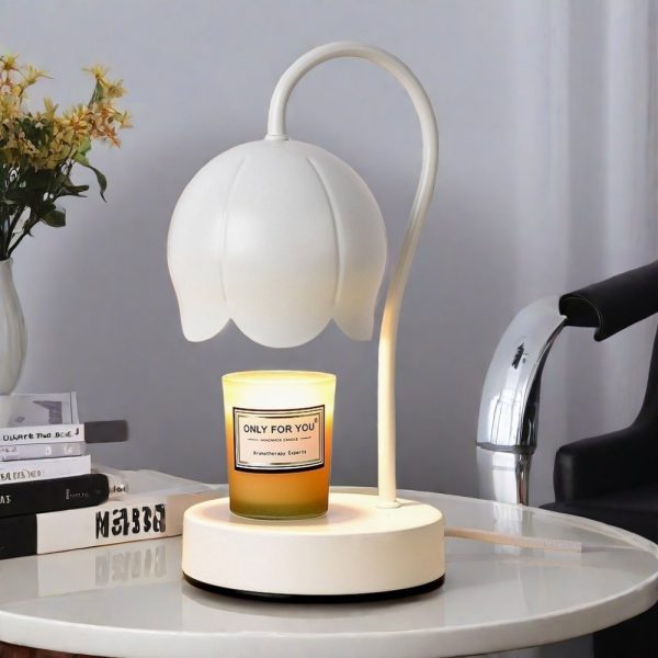 Modern White Blue and Pink Flower Metal Electric Timing Candle Wax Warmer Lights