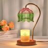 Pink Gradient Color Stained Glass and Metal Electric Timing Candle Warmer Heat Lamps for Scented Wax