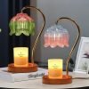 Pink Gradient Color Stained Glass and Metal Electric Timing Candle Warmer Heat Lamps for Scented Wax