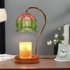 Pink Gradient Color Stained Glass and Metal Electric Timing Candle Warmer Heat Lamps for Scented Wax