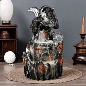Resin Dragon with Castle Theme Backflow Incense Burner with LED Light