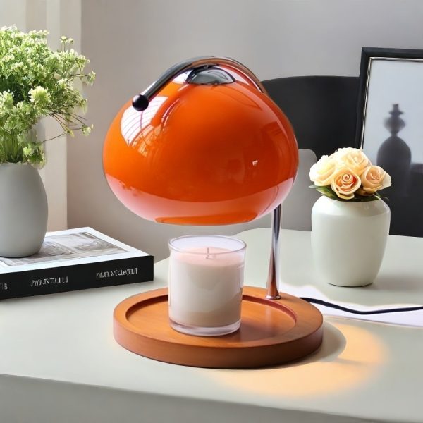 Retro Creative Iron Glass Wood Electric Night Light Candle Lamp Warmer for Living Room