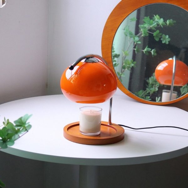 Retro Creative Iron Glass Wood Electric Night Light Candle Lamp Warmer for Living Room