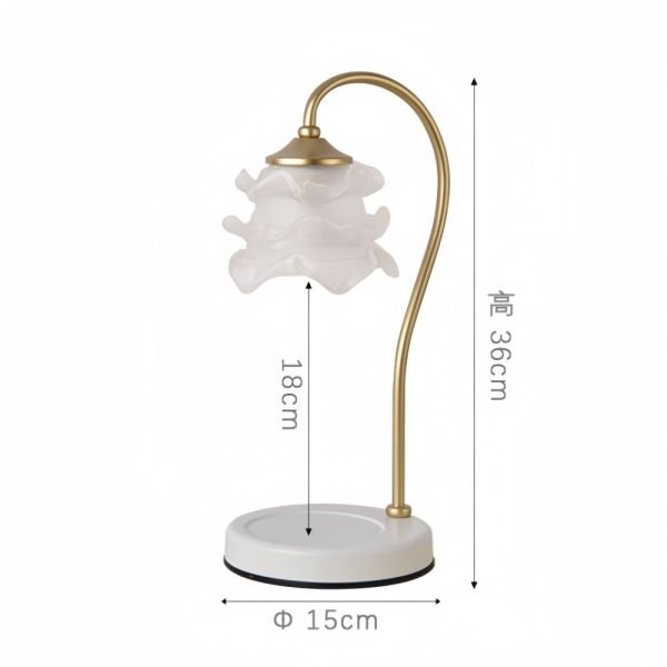 Unique Flower Metal Glass Electric Candle Warming Lamp with Preset Timer