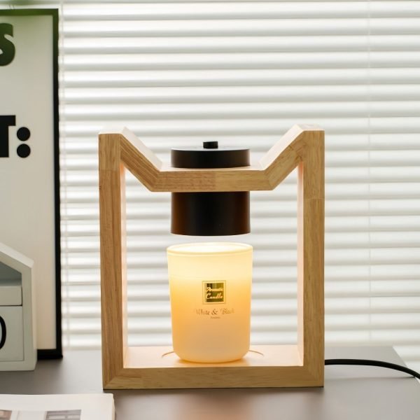 Unique M Shaped Electric Wood Candle Wax Warmer Lantern with Timer and Dimmer