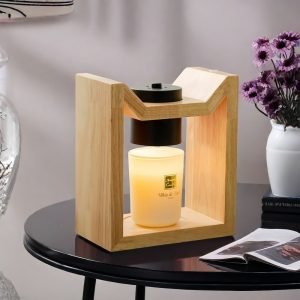 Unique M Shaped Electric Wood Candle Wax Warmer Lantern with Timer and Dimmer
