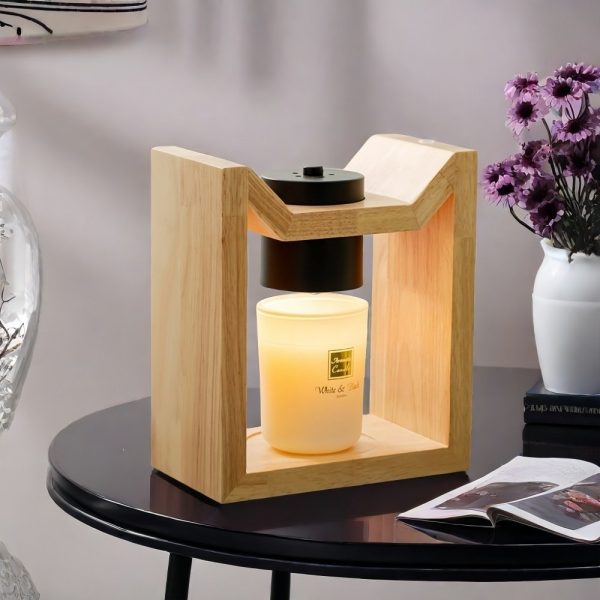 Unique M Shaped Electric Wood Candle Wax Warmer Lantern with Timer and Dimmer