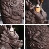 Unique Purple Clay Dragon Head Waterfall Backflow Cascading Incense Fountain Holder