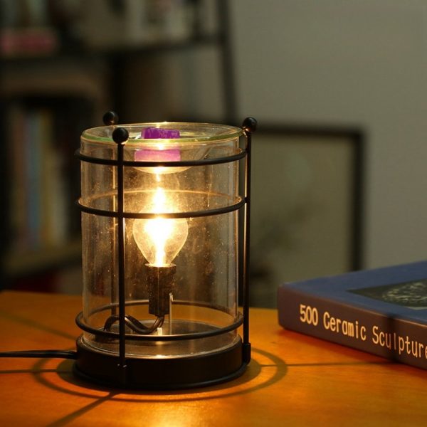 Vintage Black Iron Electric Light Bulb Candle Wax Melt Warmer with Timer for Home Decor