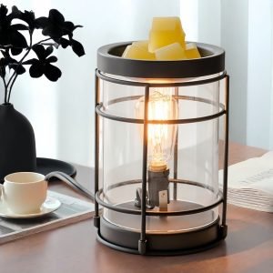 Vintage Black Iron Electric Light Bulb Candle Wax Melt Warmer with Timer for Home Decor