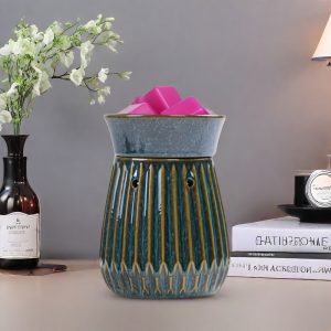 Vintage Blue Ceramic Electric Wax Candle Melting Warmer for Living Room