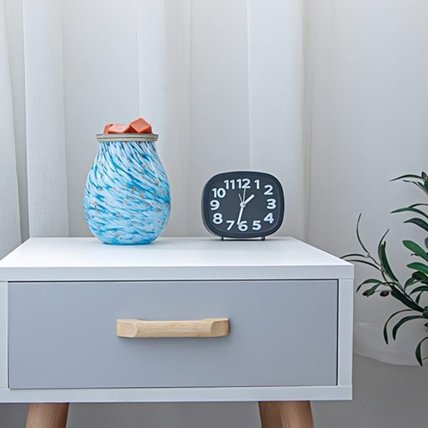 Vintage Blue Glass Electric Candle Wax Melting Warmer Light Table Lamp