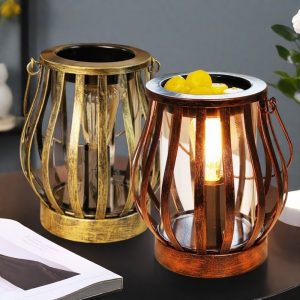 Vintage Bronze Metal Electric Candle Wax Melting Warmer with Light Bulb