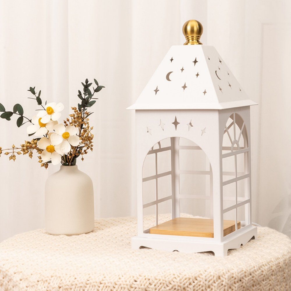 Vintage Decorative Castle Metal Dimmable Electric Lantern Candle Warmer Heat Lamps for Living Room