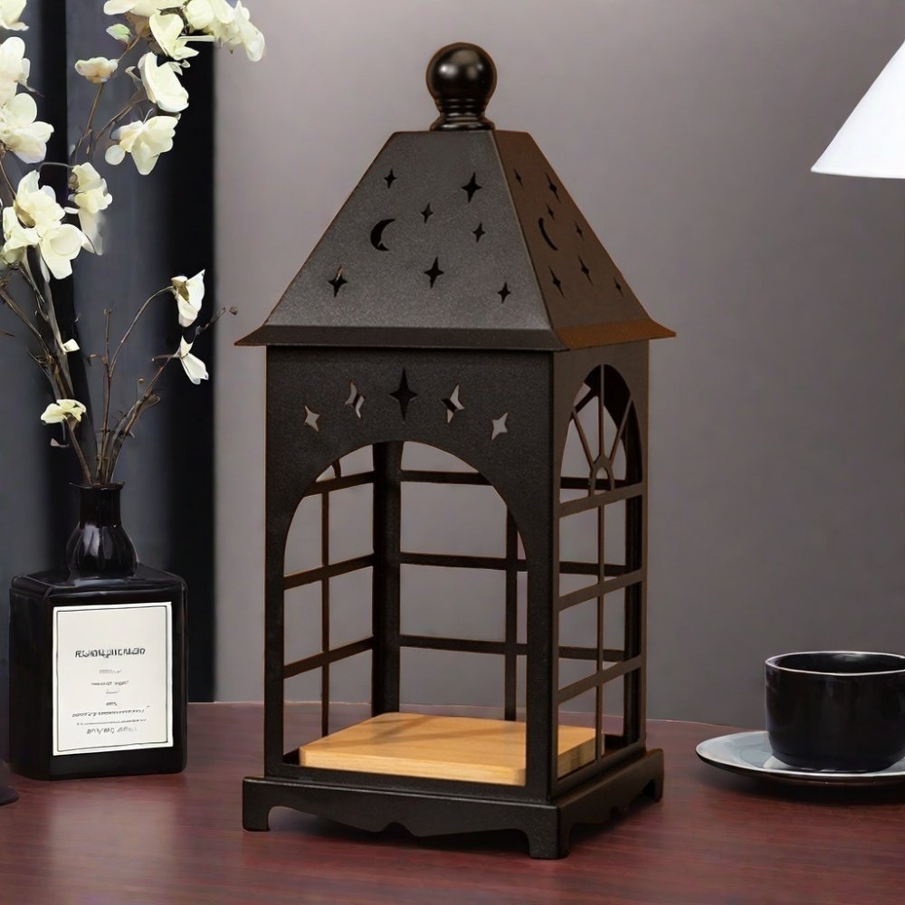 Vintage Decorative Castle Metal Dimmable Electric Lantern Candle Warmer Heat Lamps for Living Room