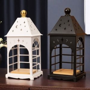Vintage Decorative Castle Metal Dimmable Electric Lantern Candle Warmer Heat Lamps for Living Room