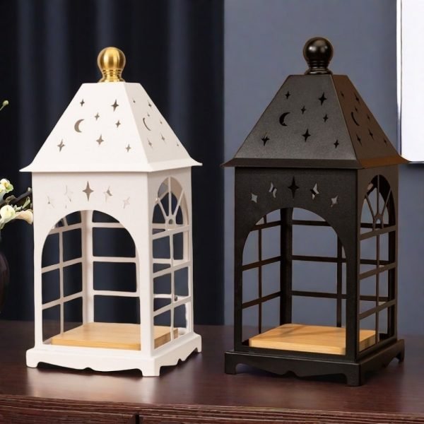 Vintage Decorative Castle Metal Dimmable Electric Lantern Candle Warmer Heat Lamps for Living Room