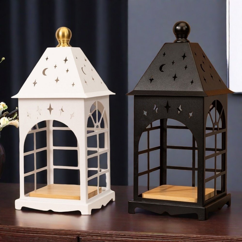 Vintage Decorative Castle Metal Dimmable Electric Lantern Candle Warmer Heat Lamps for Living Room