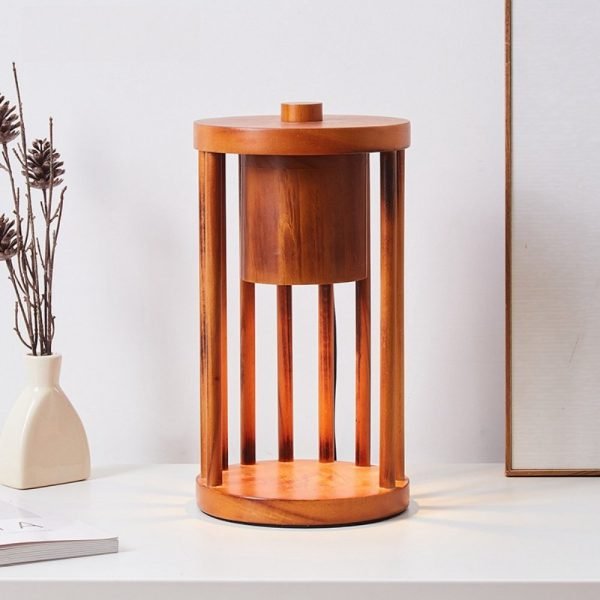 Vintage Decorative Electric Dimmable Wooden Candle Melter Wax Warmer Lantern Table Lamp