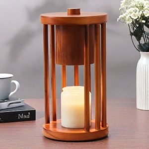 Vintage Decorative Electric Dimmable Wooden Candle Melter Wax Warmer Lantern Table Lamp