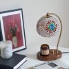 Vintage Electric Metal and Glass mosaic Dimming Lighted Aurora Candle Warmer Lamp with Bulb and Timer