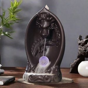 Vintage Electrical LED Lighting Ceramic Dragon Backflow Burning Incense Holder