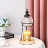 Vintage Glass Dimmable Electric Lantern Candle Warmer with Preset Timer and Wooden Base