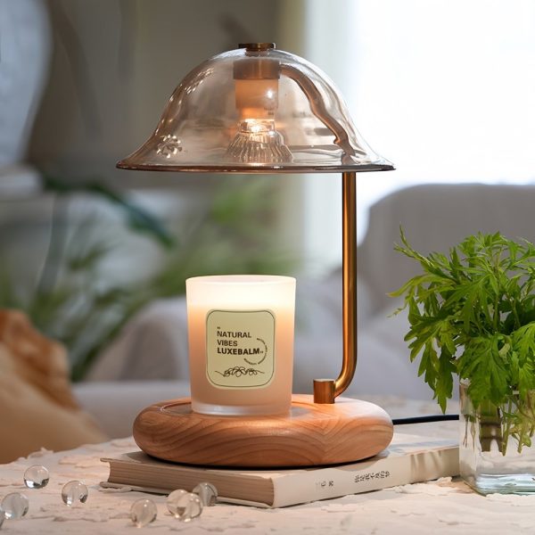 Vintage Glass Metal Electric Dimmable Candle Wax Warmer with Light and Timer for Decor