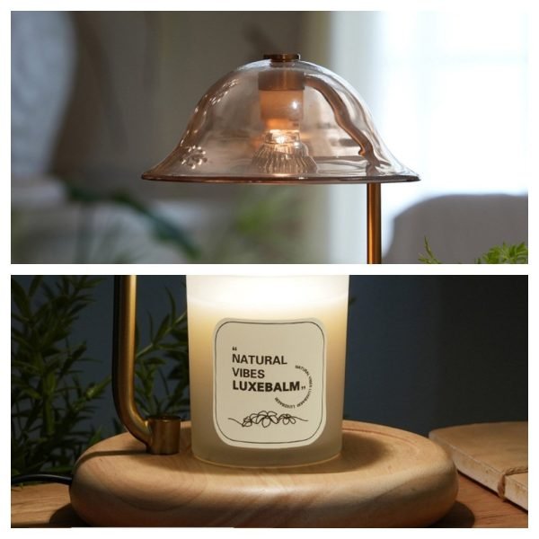 Vintage Glass Metal Electric Dimmable Candle Wax Warmer with Light and Timer for Decor