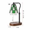 Vintage Green Glass Iron Wood Electric Dimmable Candle Melting Wax Table Lamp for Living Room