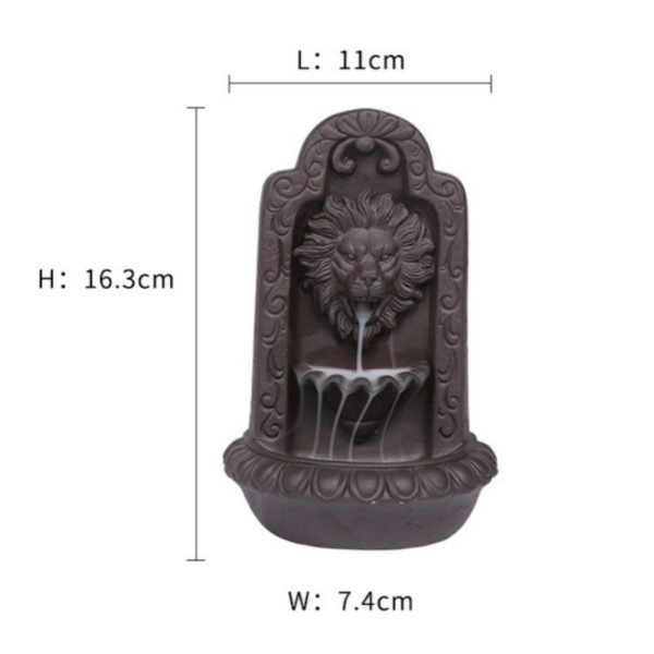 Vintage Hand Carved Lion Ceramic Waterfall Incense Fountain Incense Burner