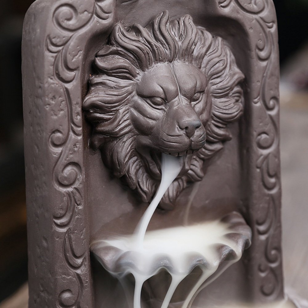Vintage Hand Carved Lion Ceramic Waterfall Incense Fountain Incense Burner Vintage Hand Carved Lion Ceramic Waterfall Incense Fountain Incense Burner