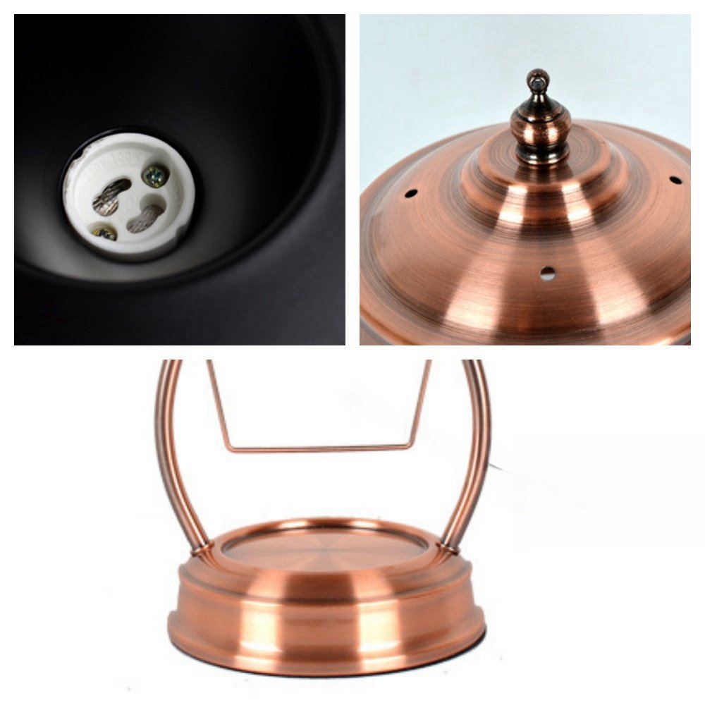 Vintage Metal Electric Candle Warmer Lantern Wax Lamps with Preset Timer for Living Room