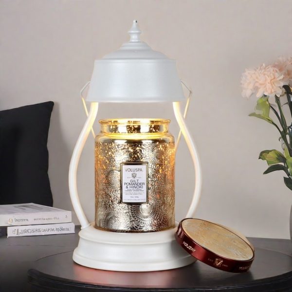 Vintage Metal Electric Candle Warmer Lantern Wax Lamps with Preset Timer for Living Room