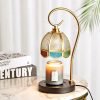 Vintage Metal Glass Dimmable Electric Scented Candle Lamp Warmer with Light Bulb and Timer
