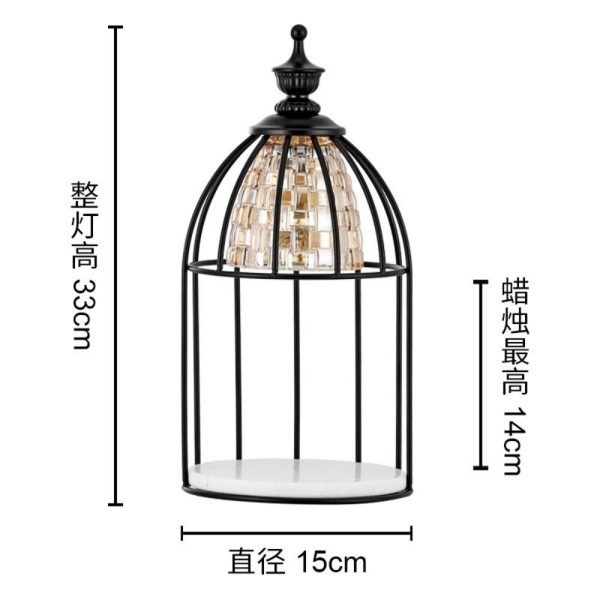 Vintage Metal Glass Electric Birdcage shaped Dimmable Candle Wax Melting Lanterns with Timer