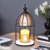 Vintage Metal Glass Electric Birdcage shaped Dimmable Candle Wax Melting Lanterns with Timer