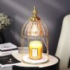 Vintage Metal Glass Electric Birdcage shaped Dimmable Candle Wax Melting Lanterns with Timer