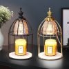 Vintage Metal Glass Electric Birdcage shaped Dimmable Candle Wax Melting Lanterns with Timer