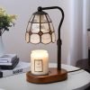 Vintage Metal Glass Wood Electric Candle Lamp Warmer with Timer and Light Bulb
