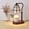 Vintage Metal Glass Wood Electric Candle Lamp Warmer with Timer and Light Bulb