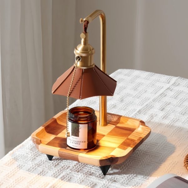 Vintage Metal Wood Dimmable Electric Candle Wax Melter Lamp for Scented Jar Candles