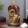 Vintage Purple Clay Golden Backflow Cascading Fountain Incense Burner Dragon Holder