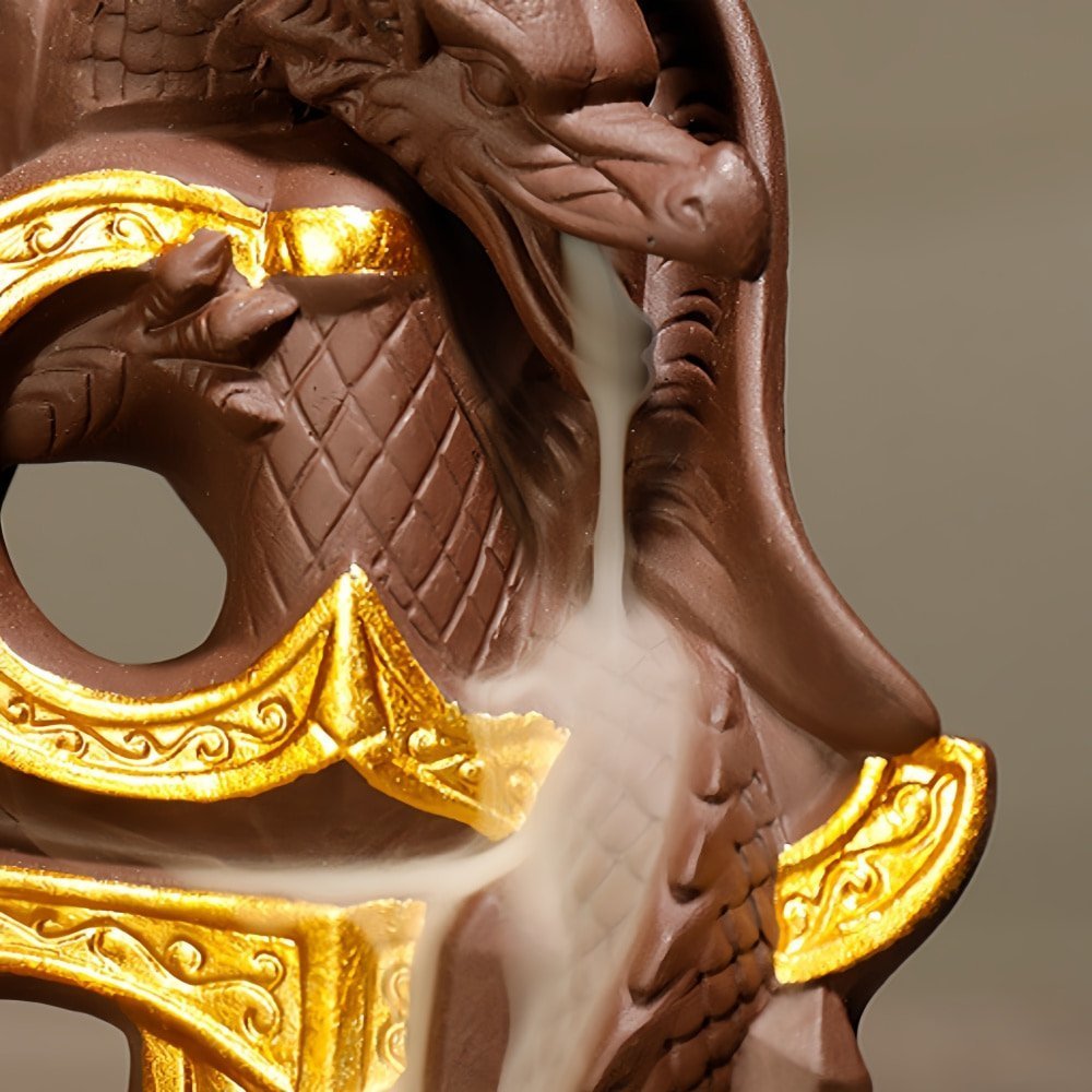 Vintage Purple Clay Golden Backflow Cascading Fountain Incense Burner Dragon Holder Vintage Purple Clay Golden Backflow Cascading Fountain Incense Burner Dragon Holder