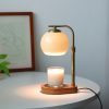 Vintage Retractable Electric Table Candle Heat Lamp with Wooden Base and Timer