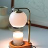 Vintage Retractable Electric Table Candle Heat Lamp with Wooden Base and Timer